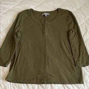 Marled Olive Green 3/4 Sleeve Top